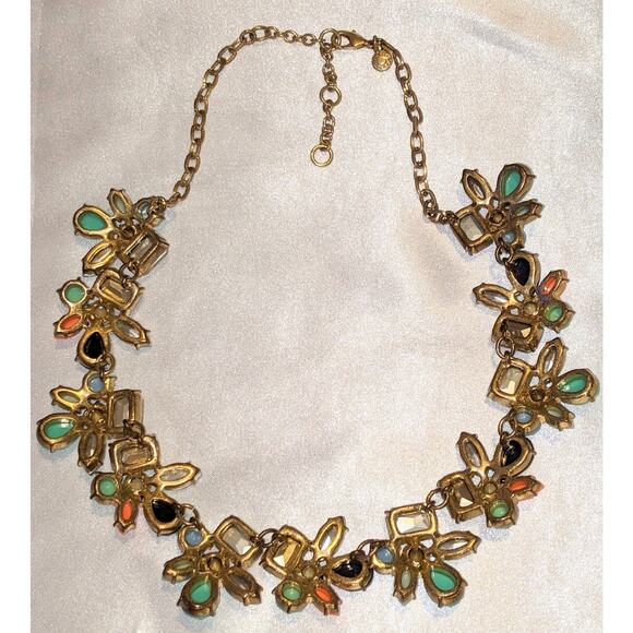 J.Crew Crystal Petal Party Statement Necklace 16"-19" Shimmery Floral STUNNING - Picture 13 of 13